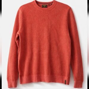 Superdry Waffle Knit Sweater Washed Red Cotton Crewneck Fitted Size XL